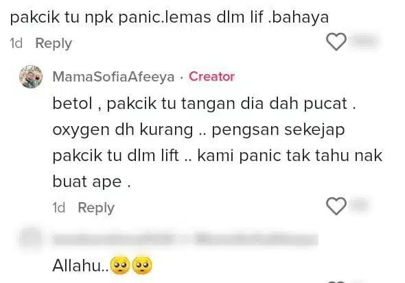 Panik Lebih Sejam Terperangkap Dalam Lif, Warga Emas Sampai Pengsan Sesak Nafas