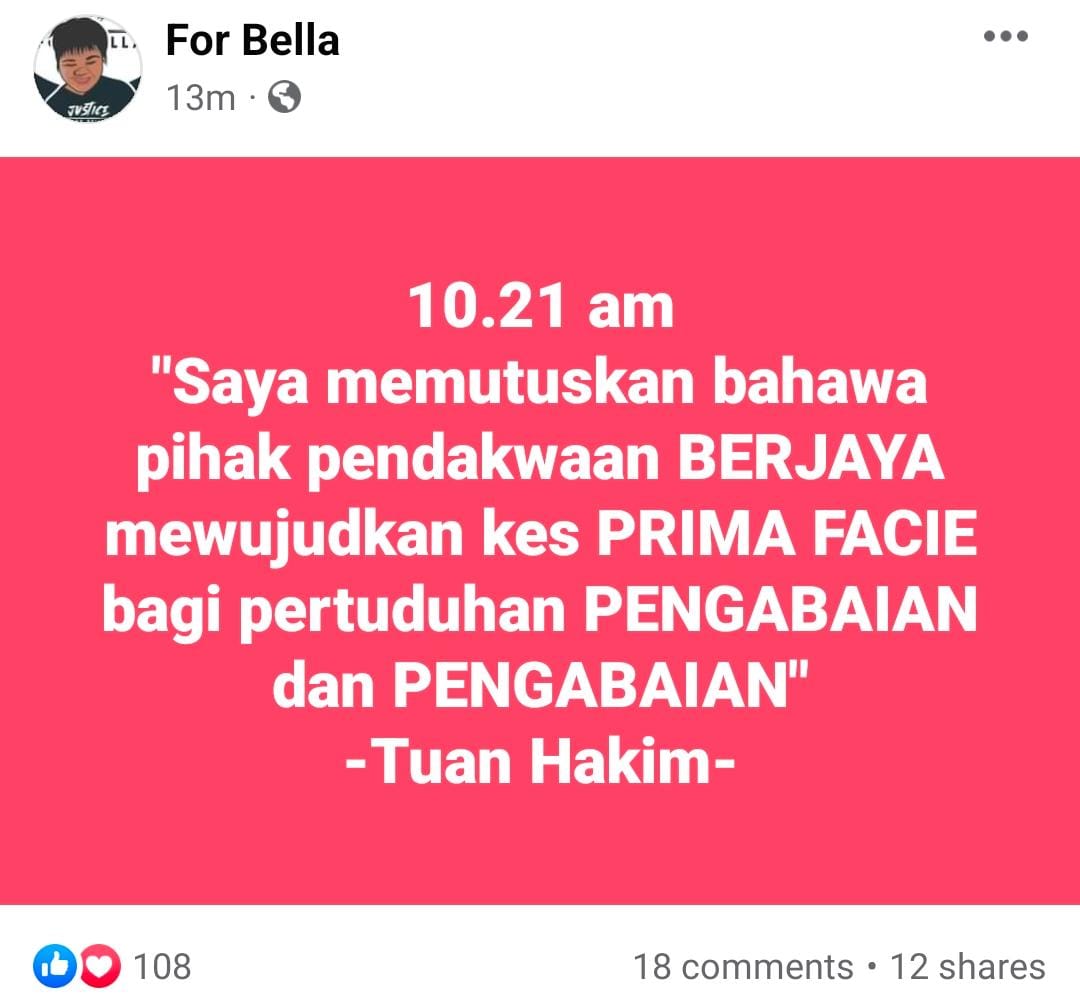 Pendakwaan Berjaya Buktikan Prima Facie, Siti Bainun Menganiaya & Abaikan Bella 4