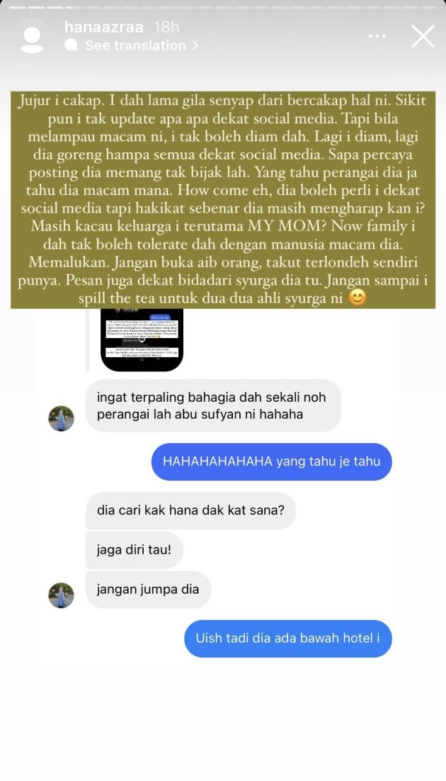 "Dalam IG Bukan Main Julang Bidadari Syurga Dia"-Hana Dakwa PU Abu Masih Ganggu 7