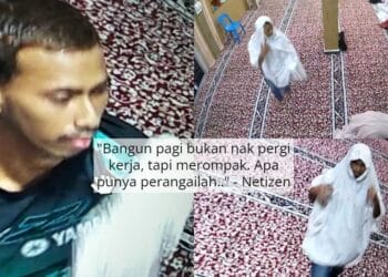 Lelaki Bertelekung Buat Onar, Curi Handphone Jemaah Wanita Khusyuk Solat Subuh