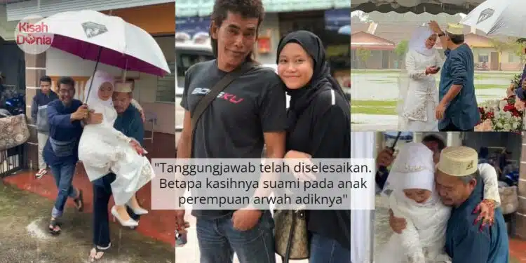 Disangka Anak-Beranak, Rupanya Kasih Bapa Saudara Dukung Pengantin Redah Banjir