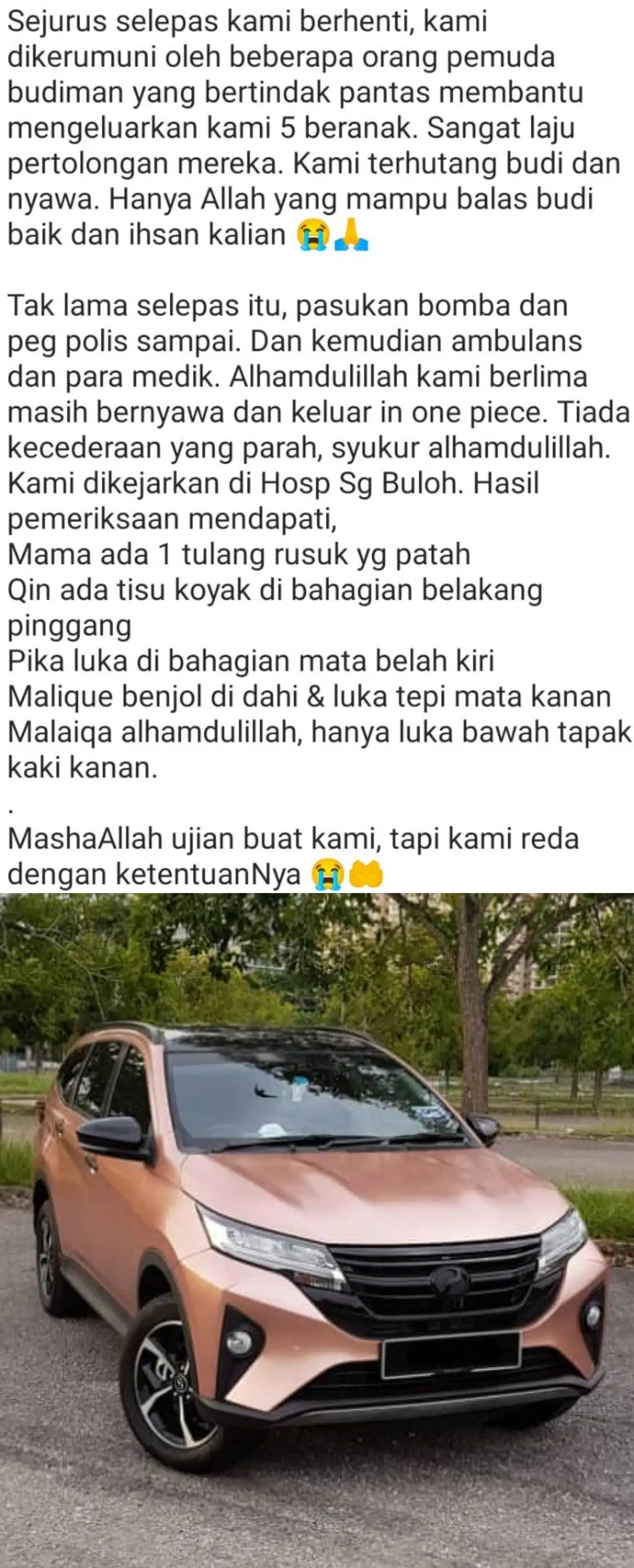 Anak Menangis Takut, Wanita Cerita Detik Kereta Berpusing Angkara Treler Laju