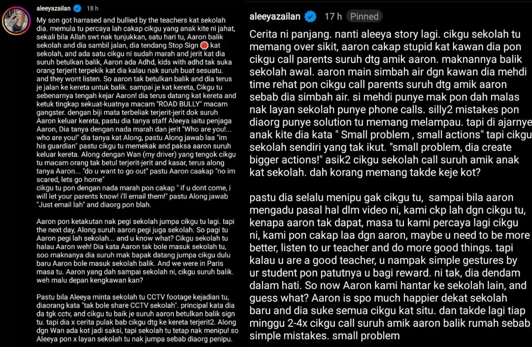 Anak ADHD Aleeya Dimarahi Sepak Papan Tanda, Esoknya Guru Halau Dari Sekolah