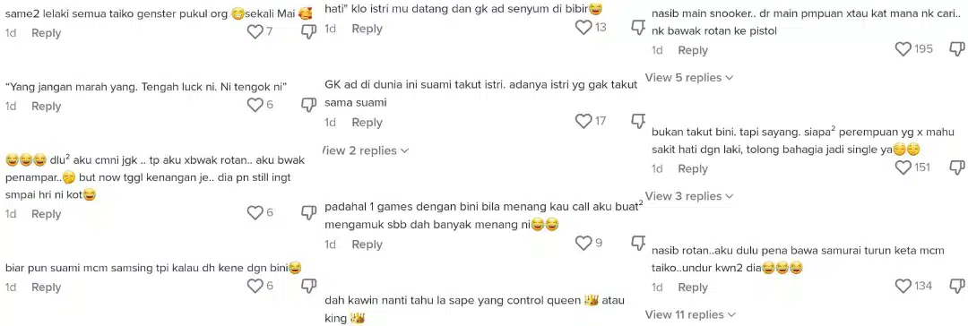 Suami Bertatu Main Snooker Tak Ingat Dunia, Bini Datang Bawa Rotan Suruh Balik