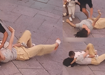 Tergelincir Saat Dukung Anak, Wanita Terkujat Kena Sawan Kepala Terhantuk Jalan