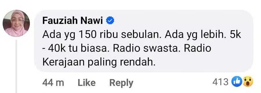 “Gaji DJ Radio Swasta RM150K Sebulan, RM5K – RM40K Tu Biasa” – Fauziah Nawi