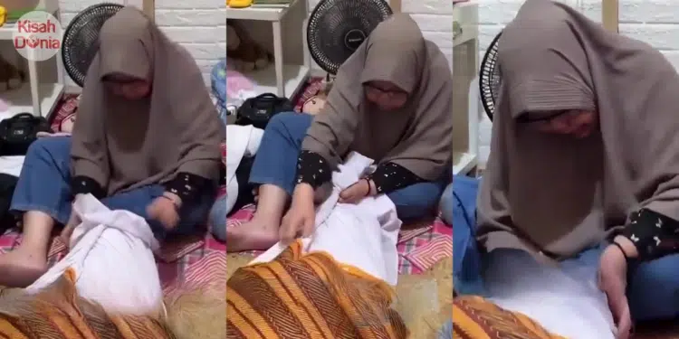 Netizen Sebak Melihat Moment Terakhir Si Ibu Kafankan Anak