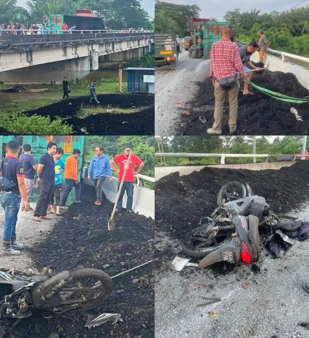 [PERAK] Treler Terangkat, Penghulu Pergi Selamanya Akibat Tertimbus Batu Tar