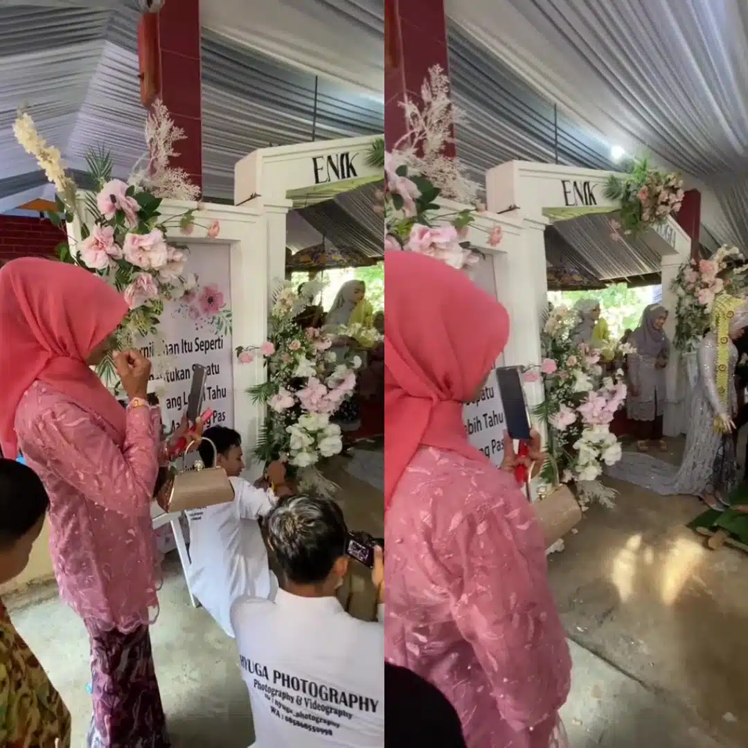 Jurugambar Terganggu, Acik Baju Pink Sibuk Rakam Guna Flash Di Majlis Nikah