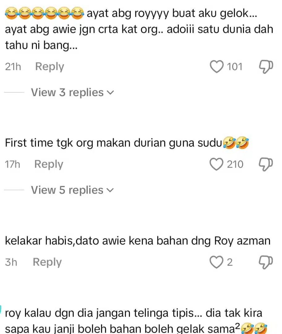 “Jangan Citer Kat Orang Woi” – Roy Azman Bahan Datuk Awie Makan Durian Guna Sudu