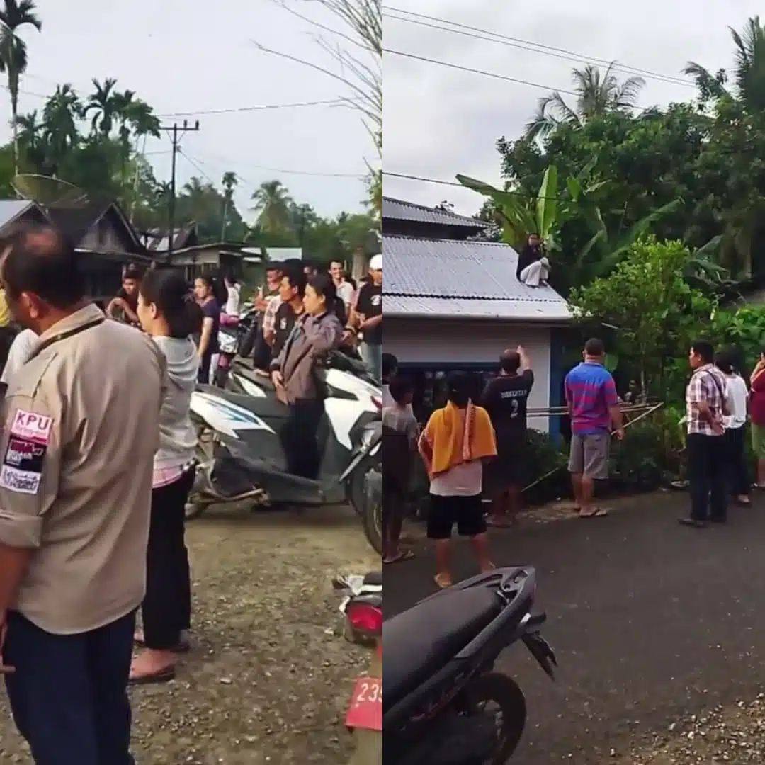 Pengantin Baru Duduk Atas Bumbung Rumah, Protes Tak Suka Jodoh Pilihan Orang Tua