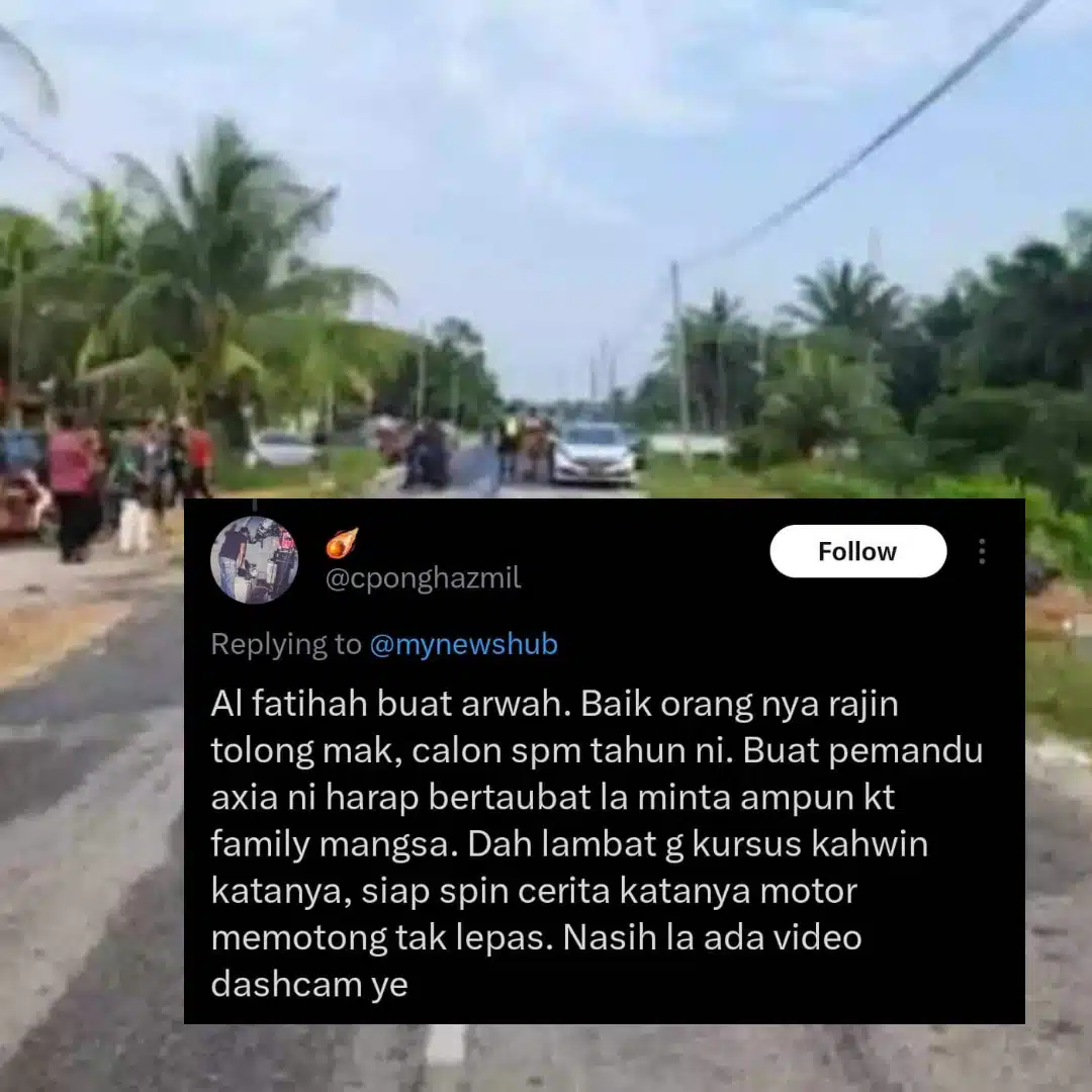 Remaja Nahas Bertembung Kereta Memotong, Didakwa Terlambat Ke Kursus Kahwin