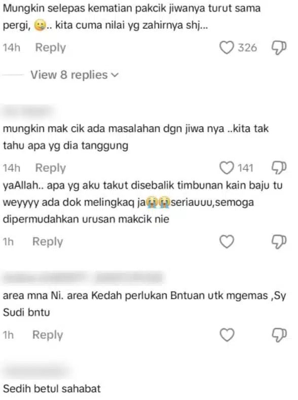 Situlah Tidur & Makan, Wanita Hidup Dalam Timbunan Baju Lepas Pemergian Suami