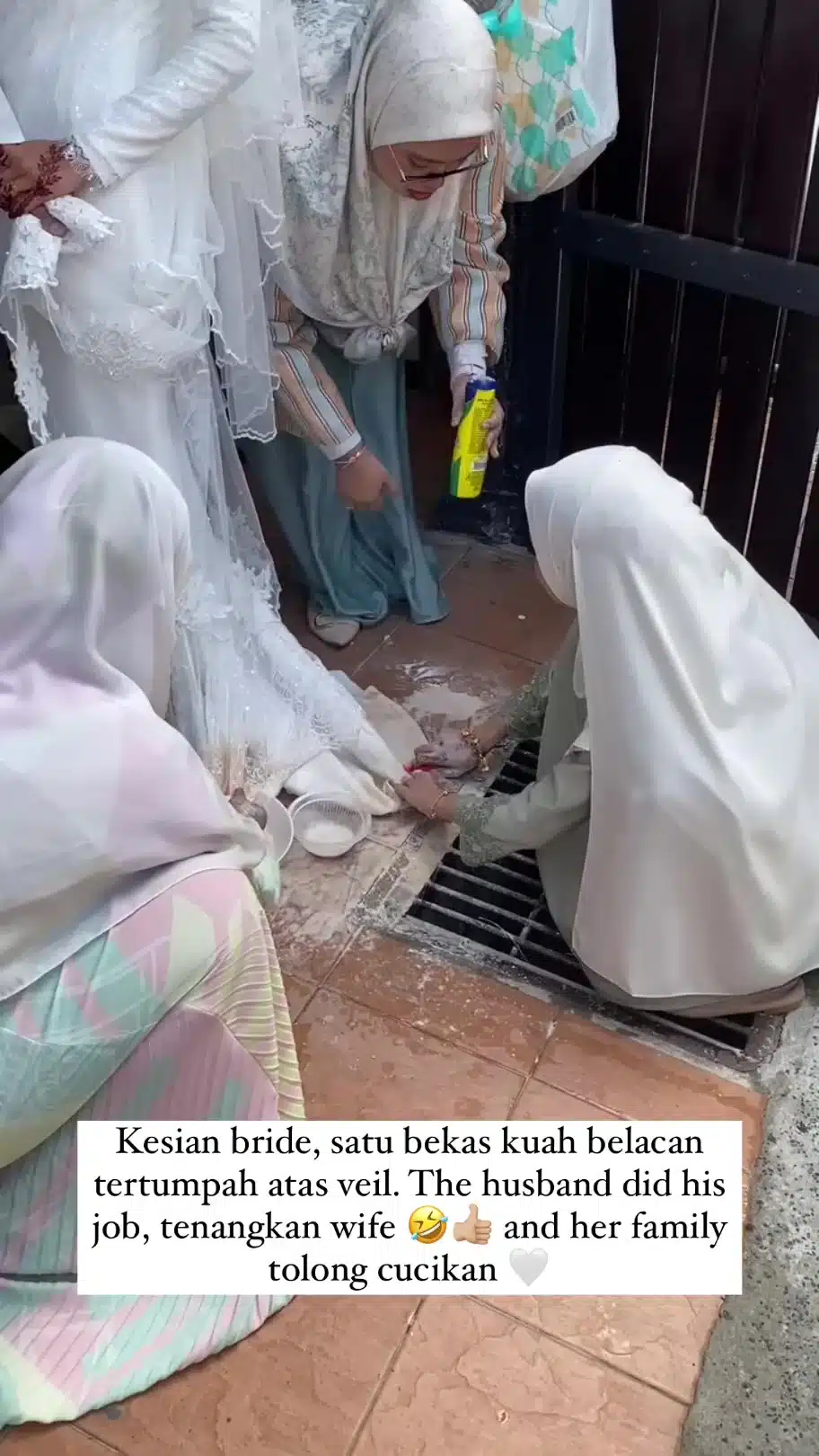 Sebekas Kuah Belacan Tertumpah Atas Veil, Reaksi Pengantin Perempuan Raih Pujian