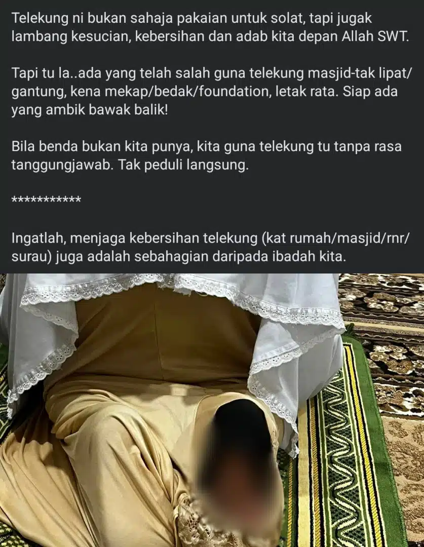 Wanita Kesal Saksikan Jemaah Ambil 2 Telekung Di Masjid & Jadikan Kain Solat