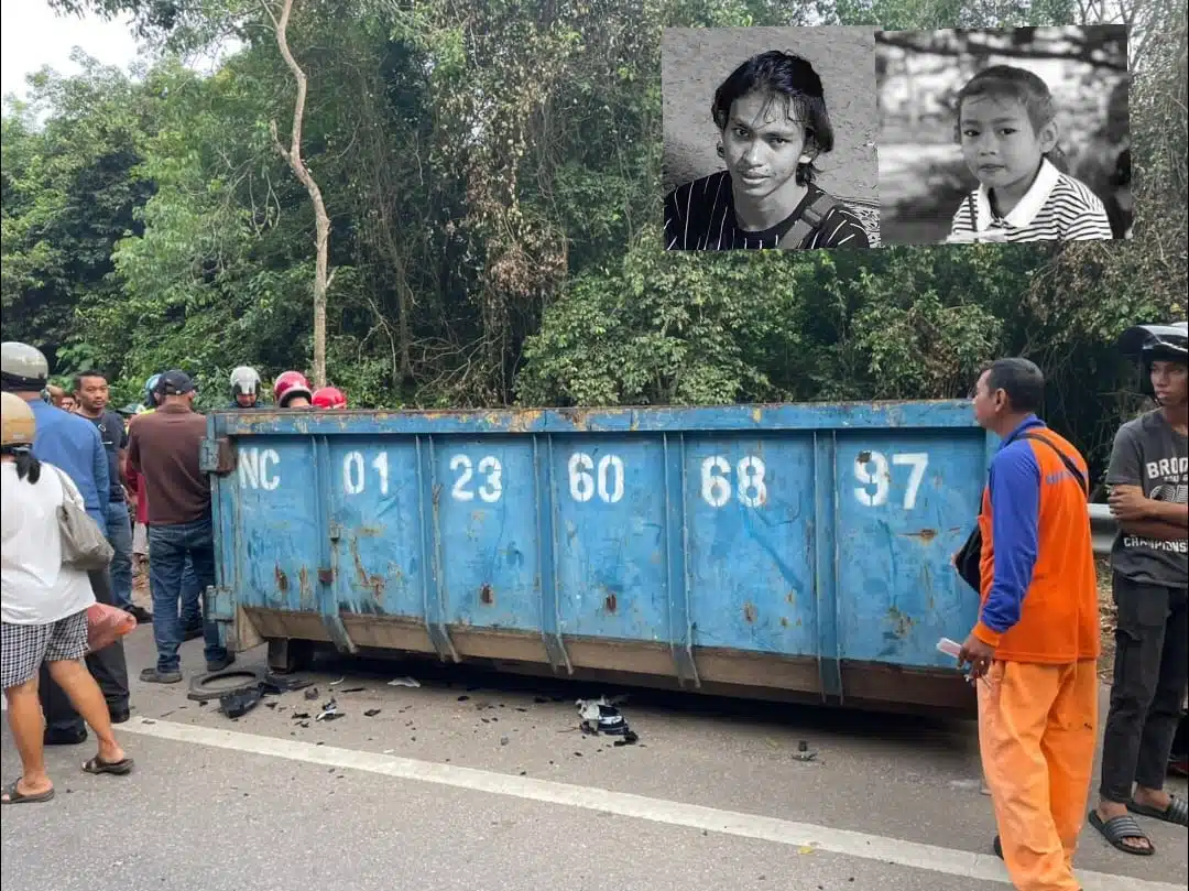 Dalam Perjalanan Ziarah Kubur Bapa, 2 Beradik ‘Terhentam’ Tong Roro Tepi Jalan