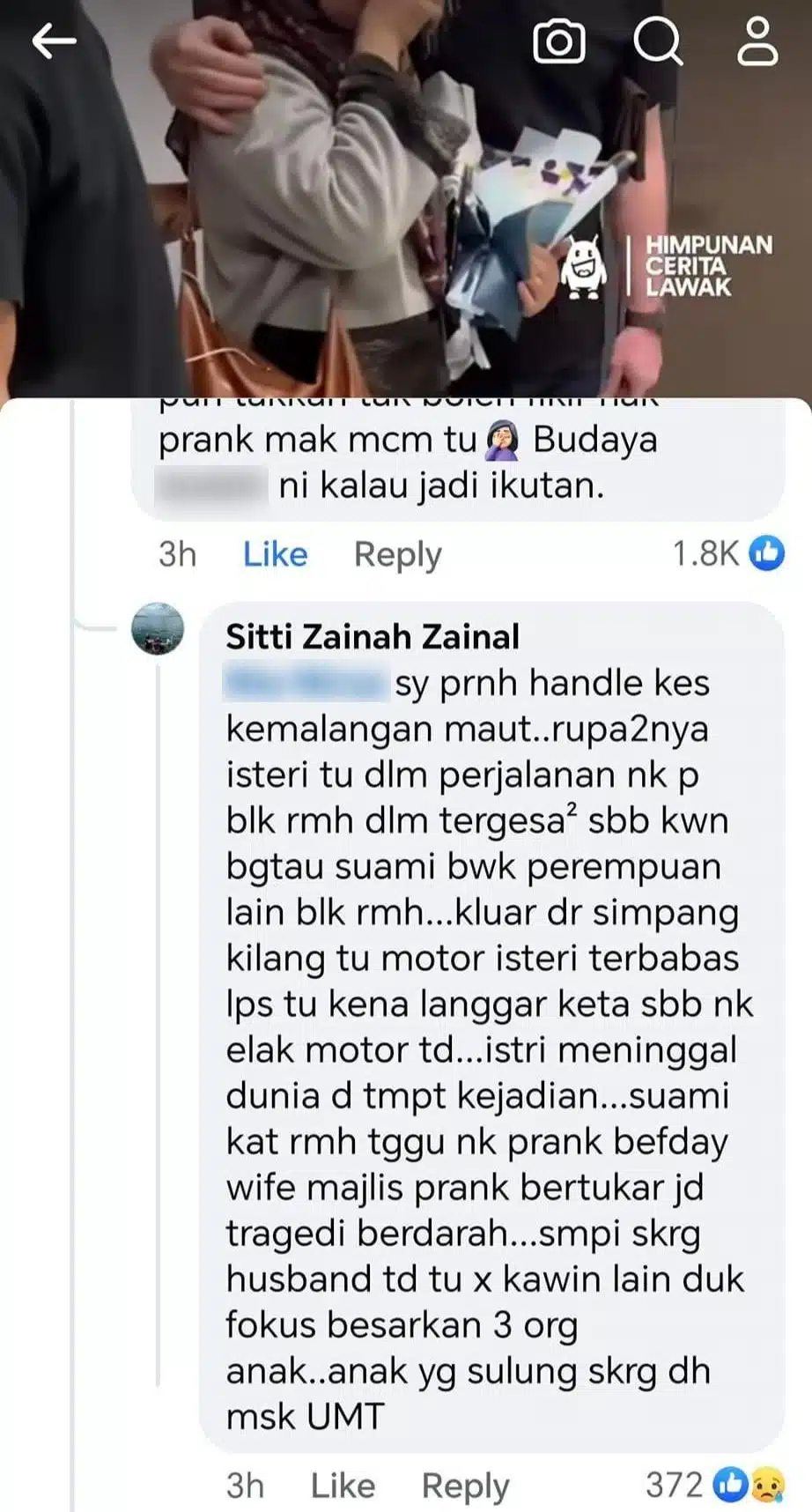 Suami Prank Bawa Perempuan Balik Rumah, Isteri Bergegas Pulang Terlibat Nahas