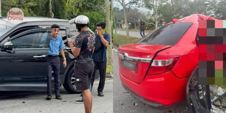 Pelajar Pandu SUV Ayah ‘Hentam’ Kereta Sedan, 2 Beranak Alami Kecederaan Teruk