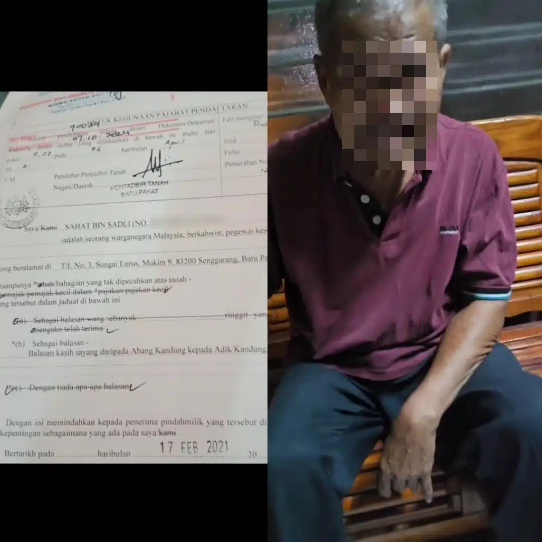 [JOHOR] Adik Bawa Abang Alzheimer Pergi Pejabat Tanah Tukar Hak Milik Rumah