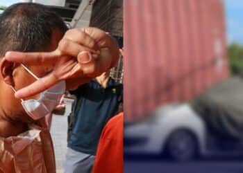 Kontena Hempap Kereta : Pemandu Treler Tunjuk “Peace” Ketika Dibawa Ke Mahkamah