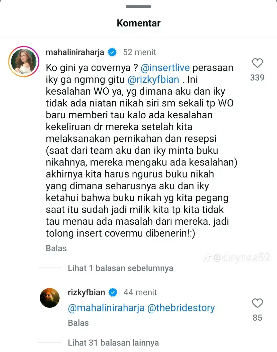 Pernikahan 6 Bulan Mahalini & Iky Tidak Sah, Kecuaian Wedding Planner Jadi Punca