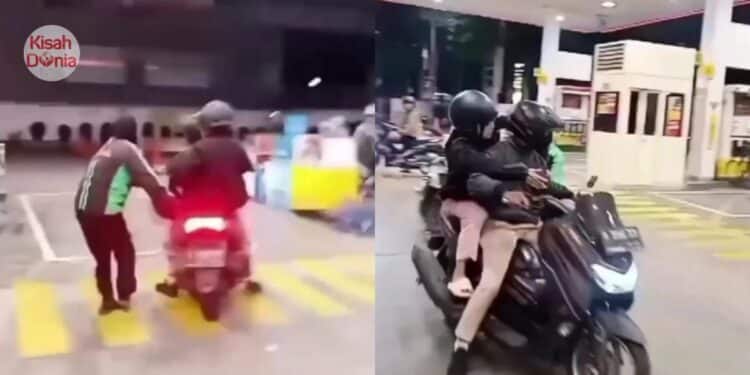 Rider Wanita Lari Kejar Suami Di Stesen Minyak, Sedap Keluar Dengan Wanita Lain