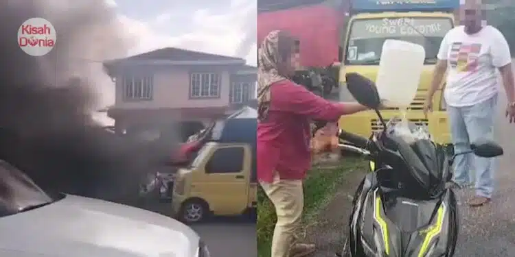 Wanita Curah Petrol Pada Motosikal Tertunggak 20 Bulan Sudah Ditahan Polis