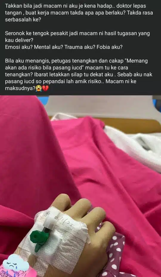 Baru 2 Bulan Czer, Kini Terpaksa Czer Lagi, Doktor Cuai Pasang IUCD Tembus Rahim