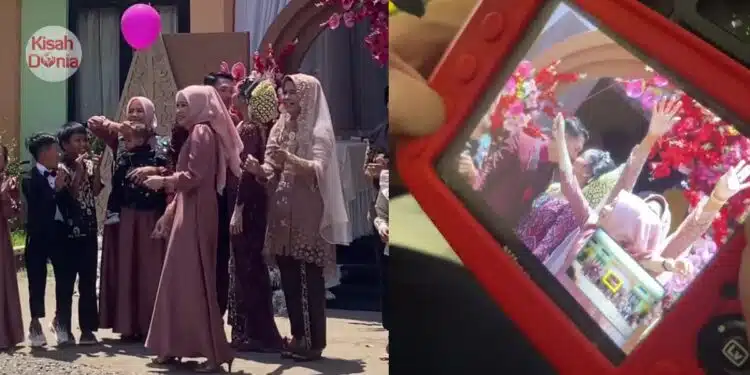 Rosak Gambar Kahwin, Wanita Berdiri Depan Pengantin Saat Belon Helium Dilepaskan