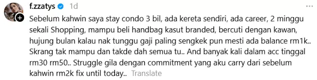 “Sebelum Kahwin Tinggal Kondo, Ada Kereta. Kini Banyak Kali Akaun Tinggal RM30”