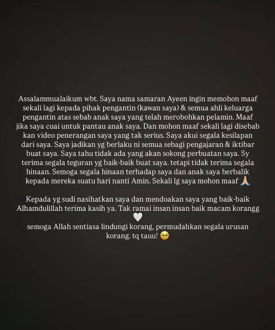 Anggap Kejadian Pelamin Roboh Sebagai Kelakar, Wanita Buat Permohonan Maaf