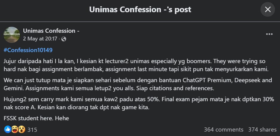 Pandang Rendah Geng Pensyarah, Penuntut U Bangga Siapkan Tugasan Guna ChatGPT
