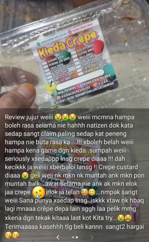 Wanita Kritik Crepe Secara Melampau, Kieda Bersemuka & Pulangkan Duit Pembelian