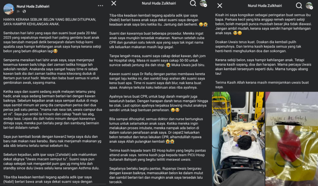 Muka Biru & Jantung Terhenti, Anak Tersedak Belon Ketika Sambutan Hari Jadi