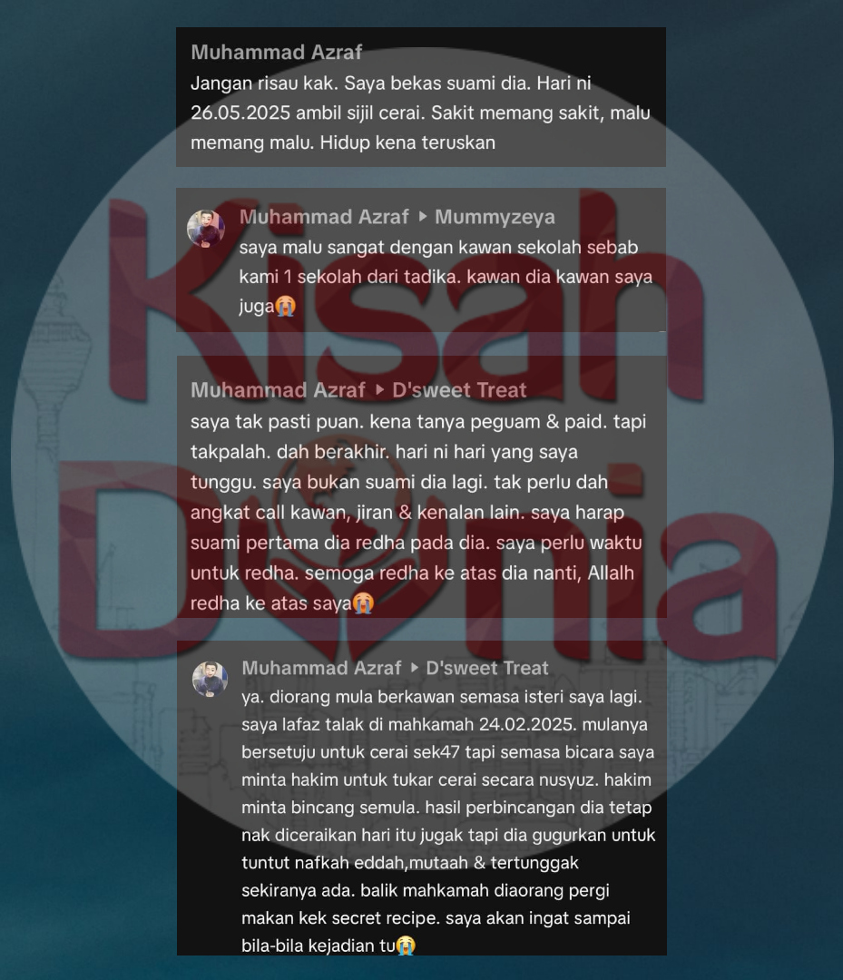 “Lafaz Talak 24/2/2025 Balik Mahkamah Mereka Makan Kek” – Bekas Suami Kedua Guru