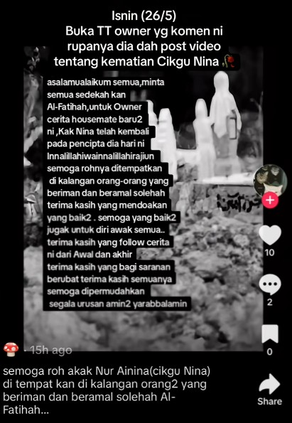 Guru Yang Kongsikan Cerita Serumah Dengan Housemate Pocong Telah Dijemput Ilahi