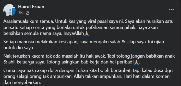 “Saya Akan Huraikan Setiap Cerita, Saya Akan Bersihkan Nama” – Abang Wiring