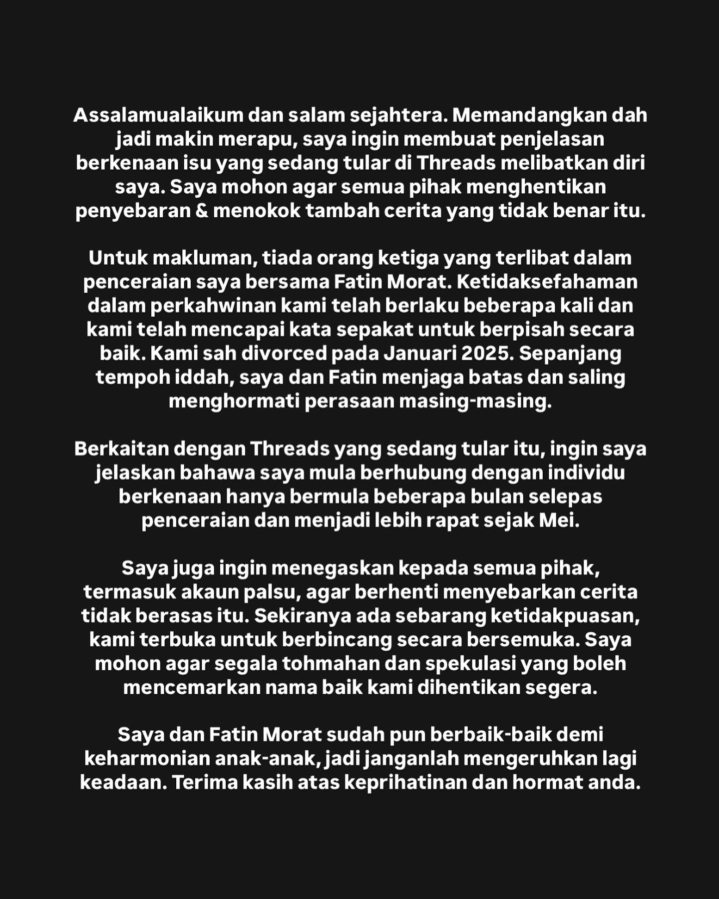 Chazynash Nafi Wujud Pihak Ketiga, Hanya Mula Rapat Dengan Orang Baru Sejak Mei