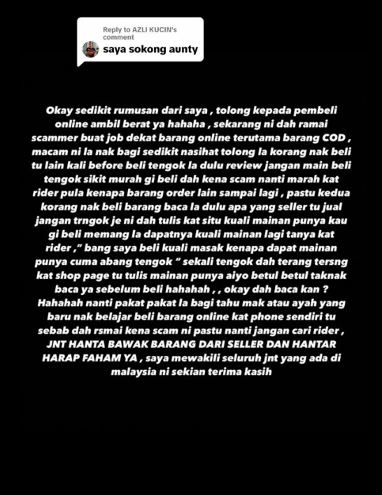 Pelanggan Koyak Parcel COD & Enggan Bayar, Siap Pesan Pada Rider “Jangan Menipu”