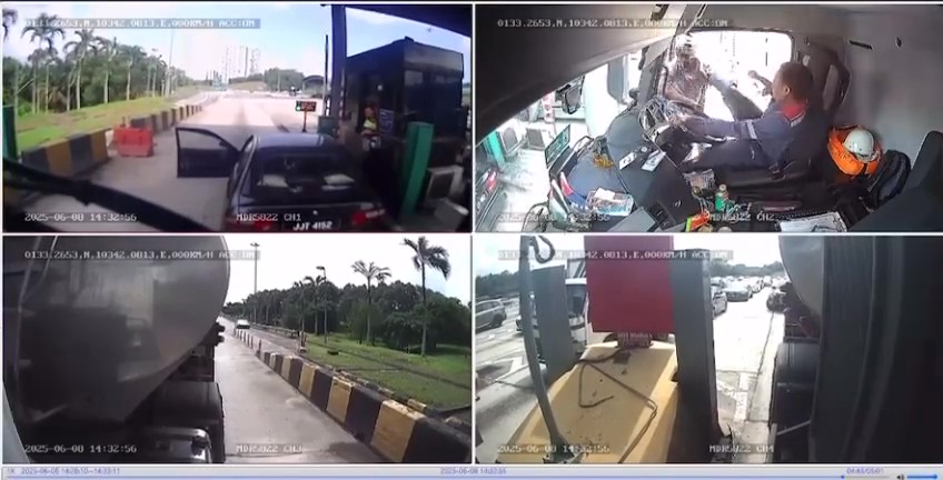 Lelaki Kena Hon Di Plaza Tol Bertindak Agresif, ‘Makan’ Tapak Kasut Abang Tanker