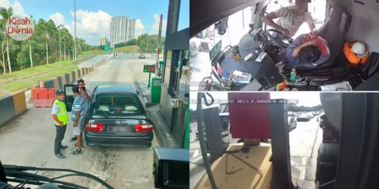 Lelaki Kena Hon Di Plaza Tol Bertindak Agresif, ‘Makan’ Tapak Kasut Abang Tanker