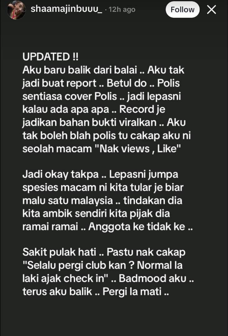 “Kau Pun Macam Ni, Normal Laki Ajak Checkin” – Gadis Disalahkan Saat Lapor Polis