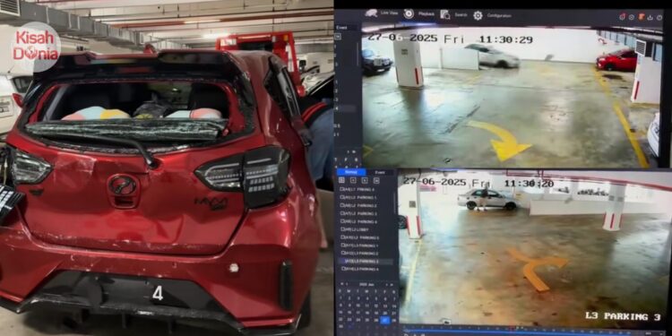 Pakcik Tiada Duit Beli Bateri Tolak Kereta Rosak, Myvi ‘Lunyai’ Di Petak Parking