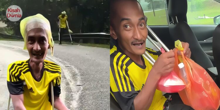 “Saya Kotor, Takde Orang Mahu Tolong” – Lelaki OKU 1 Kaki Cari Makan Waktu Hujan