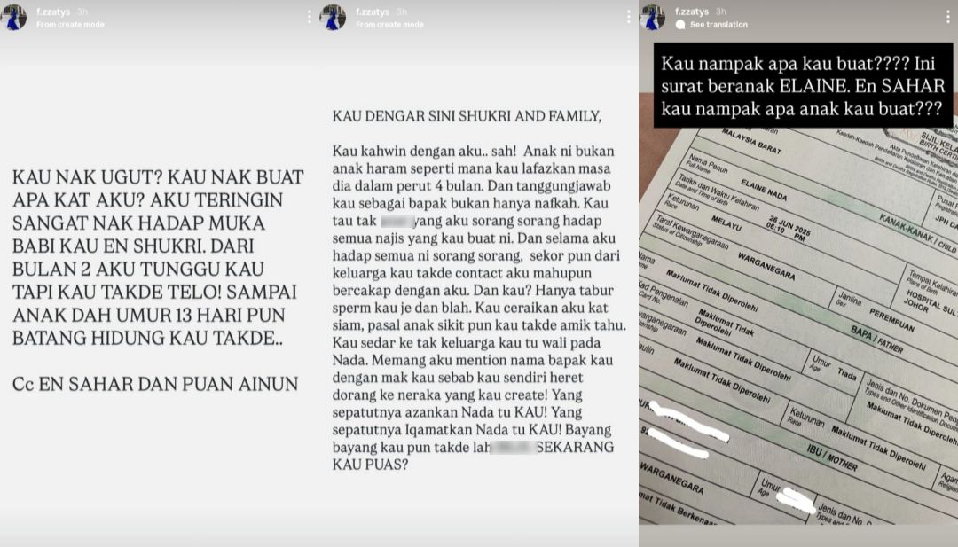 Sijil Lahir Bayi Fara Salleh Tiada Nama Bapa Kandung – “Ini Bukan Anak Haram”