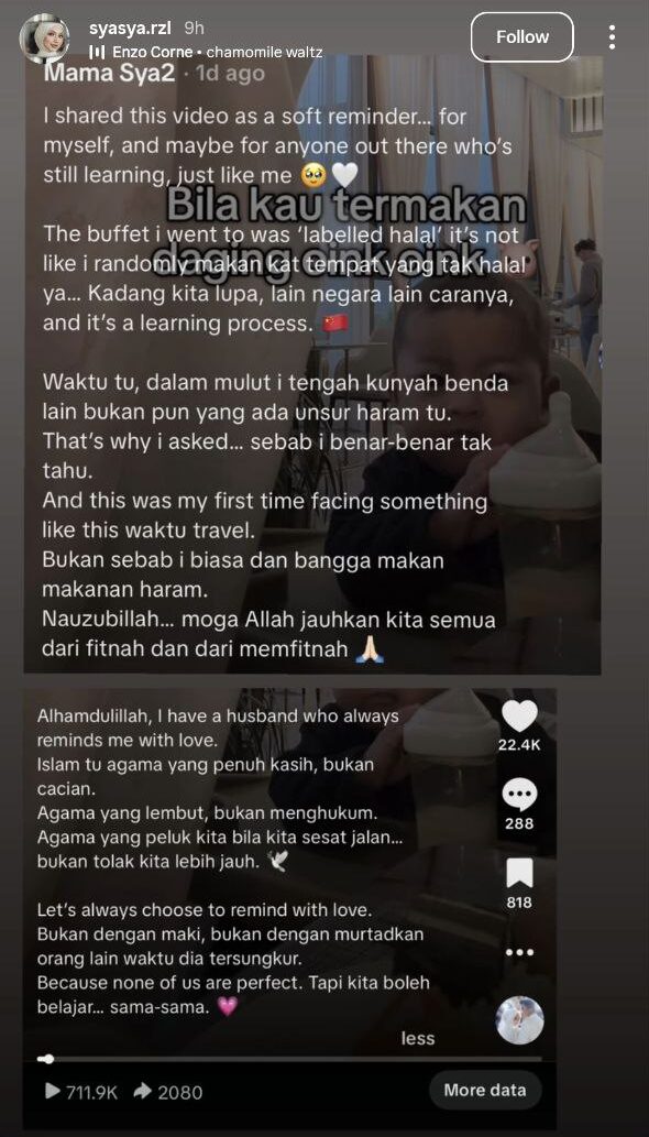 Dianggap Selamba Sambung Makan Khinzir, Syasya Rizal Jelaskan Perkara Sebenar