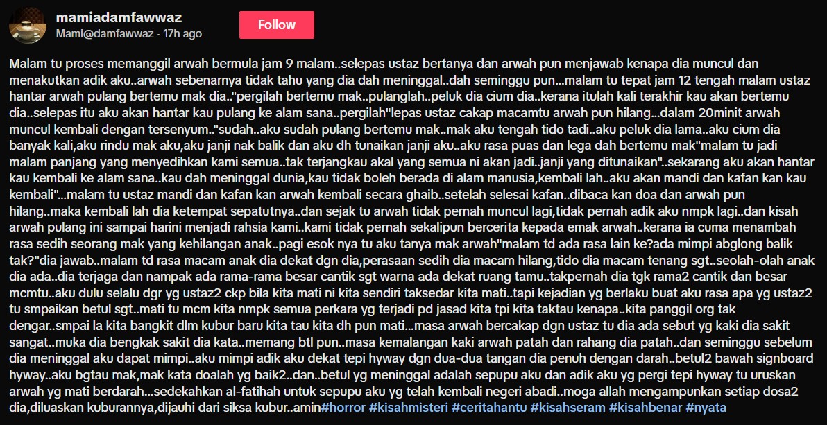 Sudah 7 Hari Dikebumikan, Roh Anak Masih Balik Rumah – “Kenapa Orang Mandikan?”