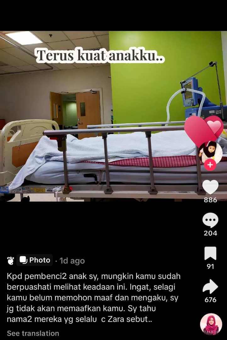 “Kepada Pembenci Anak Saya, Mungkin Kamu Sudah Berpuas Hati” – Ibu Zara Qairina