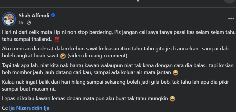 “Aku Mencari Dia Dalam Kebun Sawit 4KM, Tak Tahulah Apa Dia Fikir” – Kenalan Ija