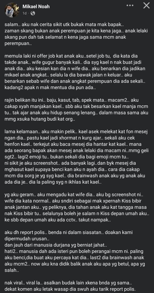 Isteri Berkali Gugur, Suami Dekati Budak Lelaki Darjah 4, Mesej Perkara Jelik